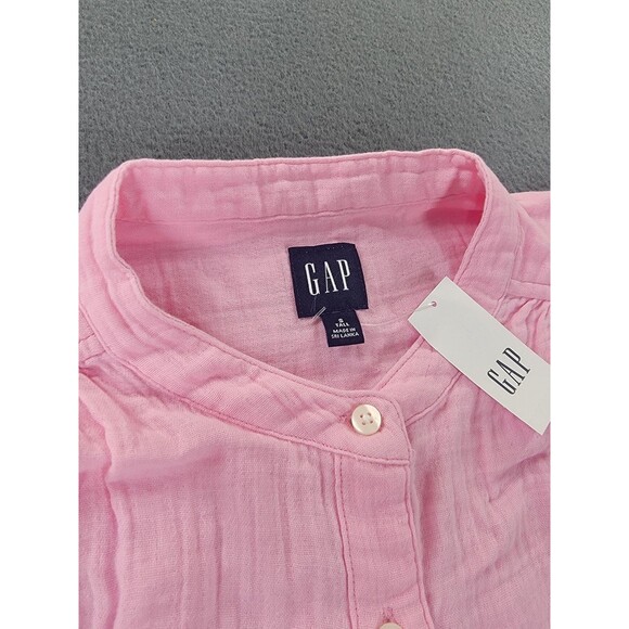 Gap Shirt Womens Small Tall Pink Long Sleeve Gauze Button Front Cotton Blouse - Picture 5 of 12